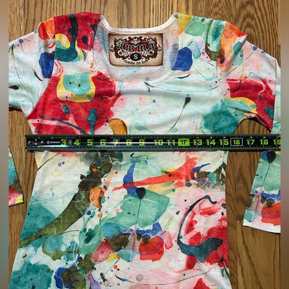 Amma Design In LA Watercolor Top Art To Wear Wearable Art Multicolor - Picture 3 of 6
